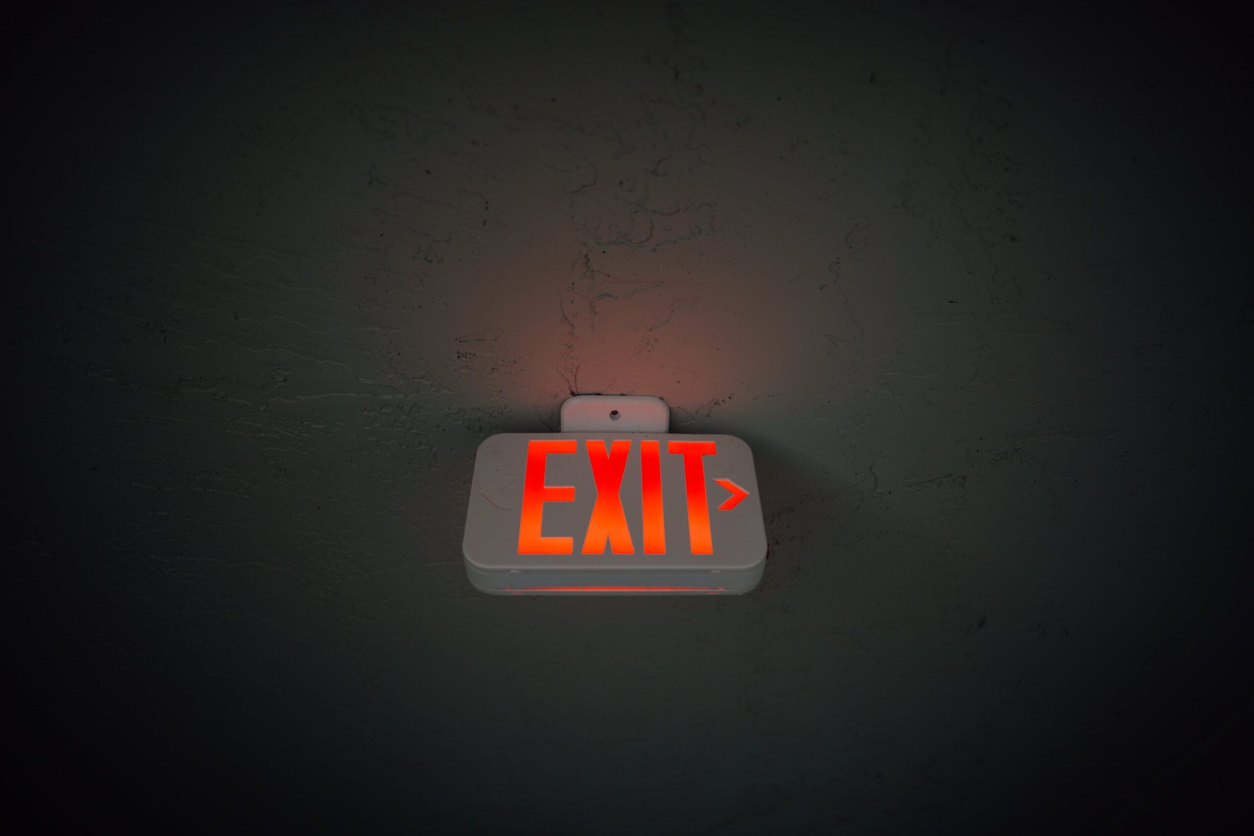 Exit Sign glowing red